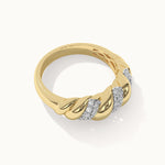 Diamond Croissant Band, 14K Solid Gold, 1/5 ct Lab Grown Diamond-7