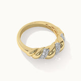 Diamond Croissant Band, 14K Solid Gold, 1/5 ct Lab Grown Diamond-7