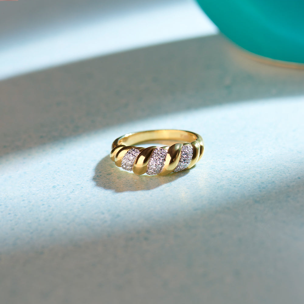 Diamond Croissant Band, 14K Solid Gold, 1/5 ct Lab Grown Diamond-1