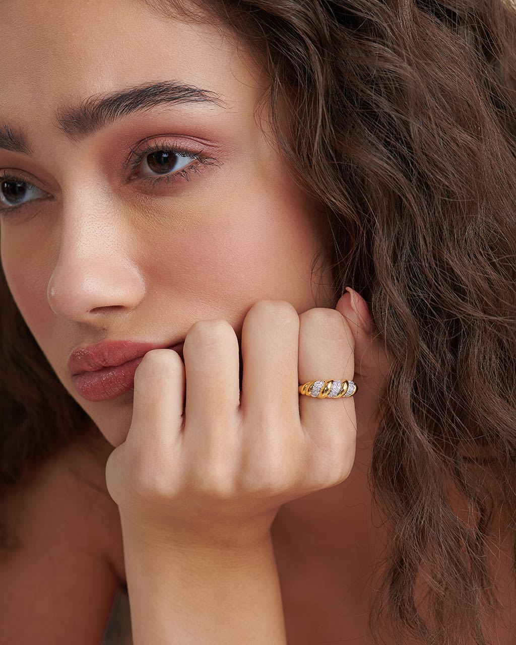 Diamond Croissant Band, 14K Solid Gold, 1/5 ct Lab Grown Diamond-2