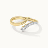Open Stackable Band Ring, 14K Solid Gold, 1/4 ct Lab Grown Diamond-3