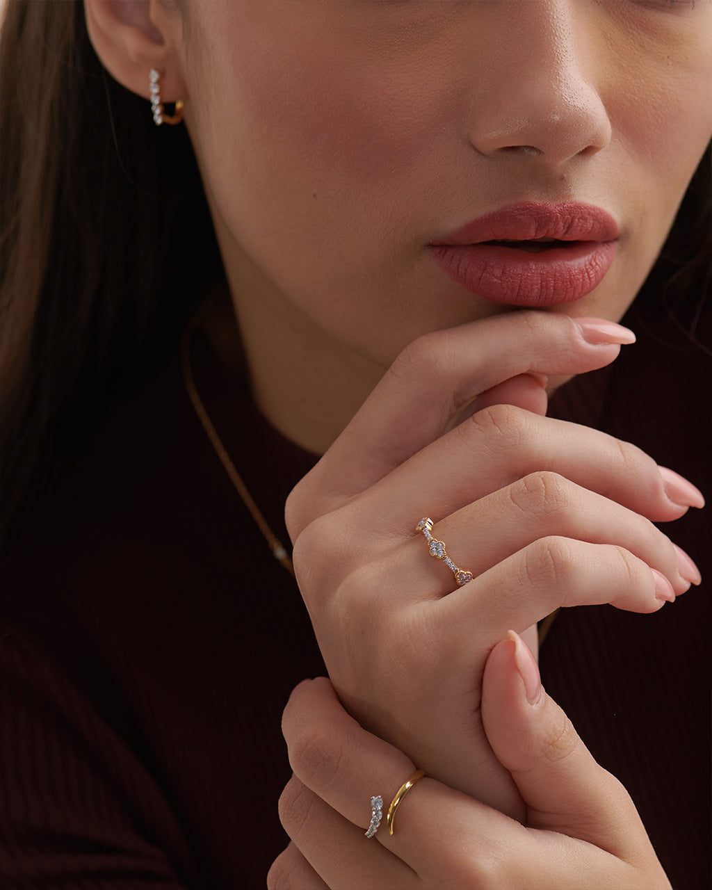 Open Stackable Band Ring, 14K Gold Vermeil, 1/4 ct Lab Grown Diamond-5
