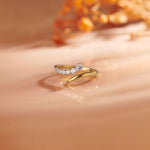 Open Stackable Band Ring, 14K Solid Gold, 1/4 ct Lab Grown Diamond-1