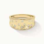 Scattered Wide Diamond Band, 14K Solid Gold, 1/6 ct Lab Grown Diamond-3