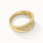 Scattered Wide Diamond Band, 14K Solid Gold, 1/6 ct Lab Grown Diamond-6
