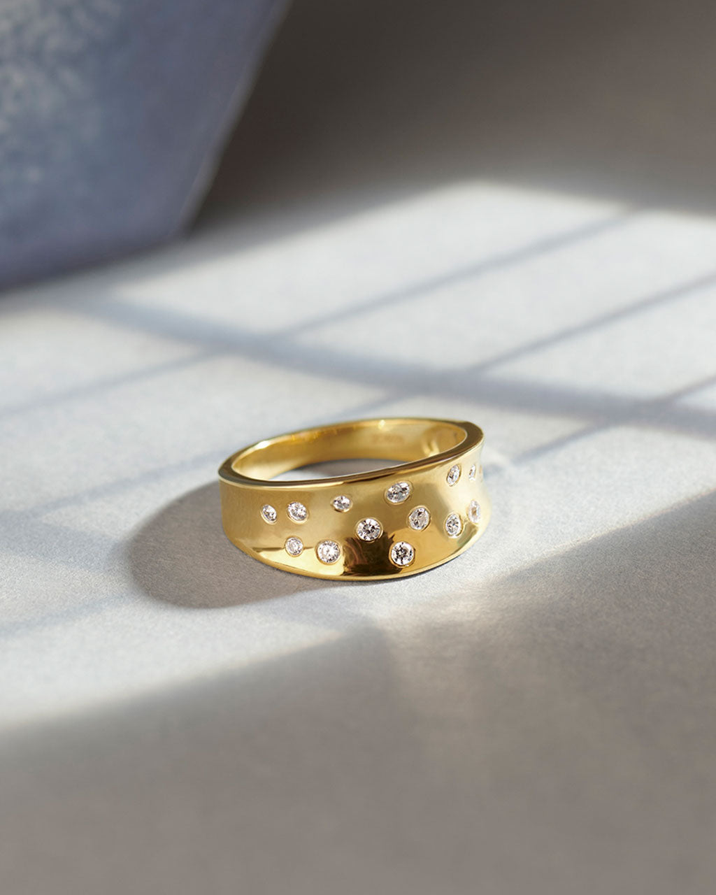 Scattered Wide Diamond Band, 14K Solid Gold, 1/6 ct Lab Grown Diamond-5