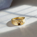 Scattered Wide Diamond Band, 14K Solid Gold, 1/6 ct Lab Grown Diamond-5
