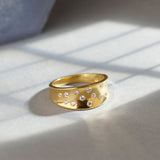 Scattered Wide Diamond Band, 14K Solid Gold, 1/6 ct Lab Grown Diamond-5