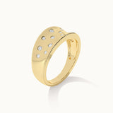 Scattered Wide Diamond Band, 14K Solid Gold, 1/6 ct Lab Grown Diamond-7