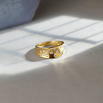 Scattered Wide Diamond Band, 14K Solid Gold, 1/6 ct Lab Grown Diamond-1