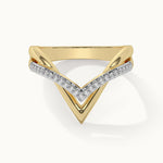 Two-Tone Chevron Diamond Ring, 14K Solid Gold, 1/6 ct Lab Grown Diamond-5