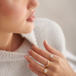 Two-Tone Chevron Diamond Ring, 14K Gold Vermeil, 1/6 ct Lab Grown Diamond-4