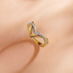 Two-Tone Chevron Diamond Ring, 14K Solid Gold, 1/6 ct Lab Grown Diamond-6