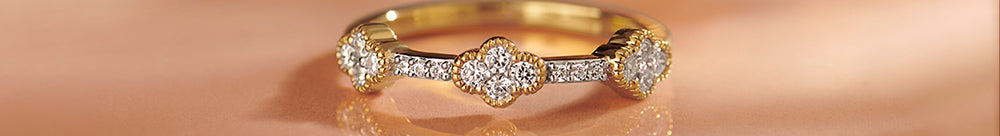 Three-Flower Diamond Ring, 14K Gold Vermeil, 1/4 ct Lab Grown Diamond-1