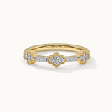 Three-Flower Diamond Ring, 14K Gold Vermeil, 1/4 ct Lab Grown Diamond-3