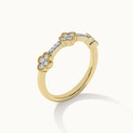 Three-Flower Diamond Ring, 14K Gold Vermeil, 1/4 ct Lab Grown Diamond-7