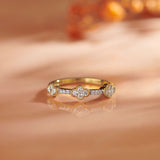 Three-Flower Diamond Ring, 14K Gold Vermeil, 1/4 ct Lab Grown Diamond-6