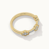 Three-Flower Diamond Ring, 14K Gold Vermeil, 1/4 ct Lab Grown Diamond-8