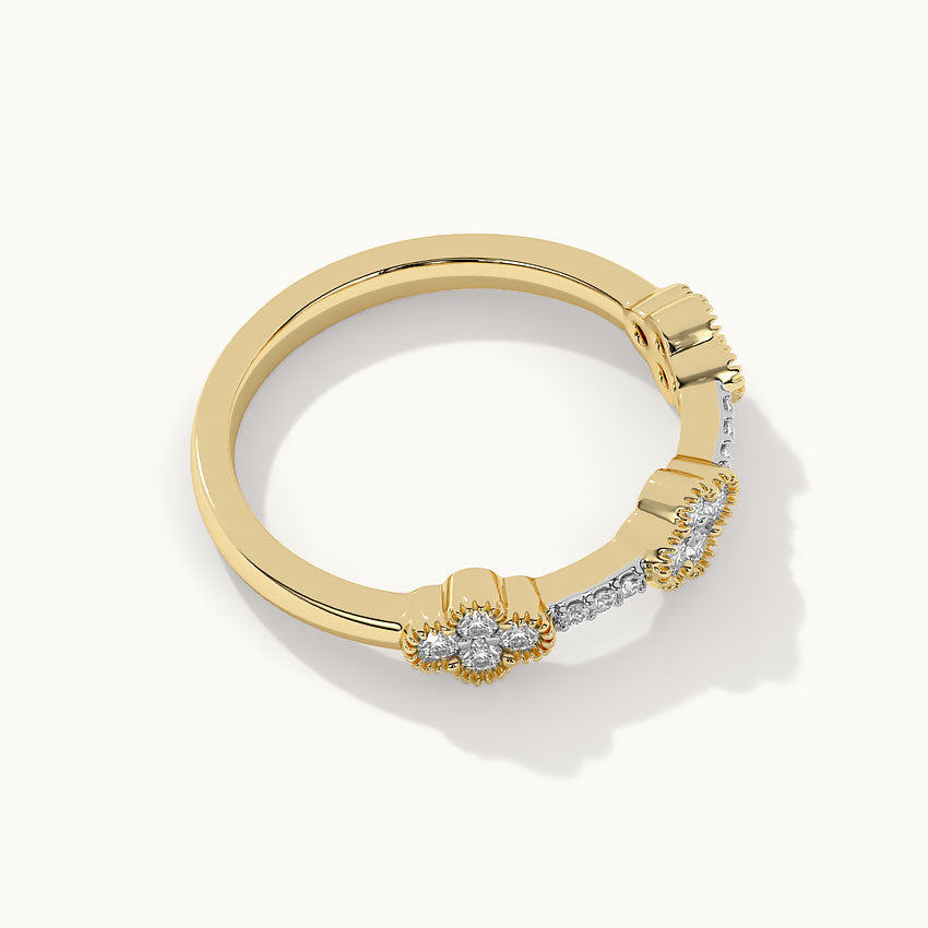 Three-Flower Diamond Ring, 14K Gold Vermeil, 1/4 ct Lab Grown Diamond-8