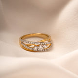 Three Stone Criss Cross Diamond Ring