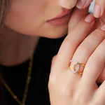 Wide Interlocked Diamond Ring, 14K Gold Vermeil, 1/4 ct Lab Grown Diamond-7