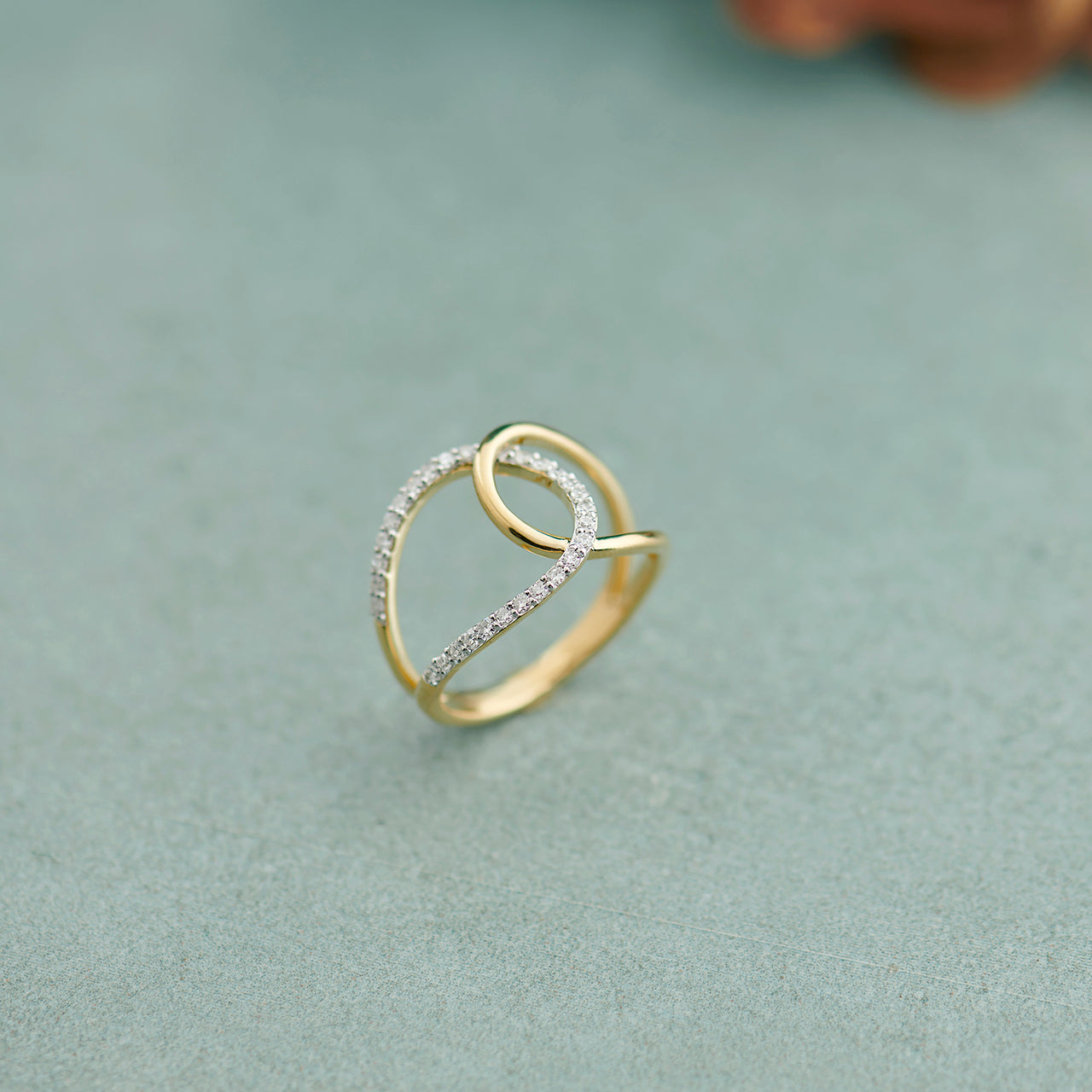 Wide Interlocked Diamond Ring, 14K Gold Vermeil, 1/4 ct Lab Grown Diamond-1