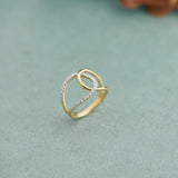 Wide Interlocked Diamond Ring, 14K Solid Gold, 1/4 ct Lab Grown Diamond-1