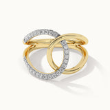 Wide Interlocked Diamond Ring, 14K Solid Gold, 1/4 ct Lab Grown Diamond-3