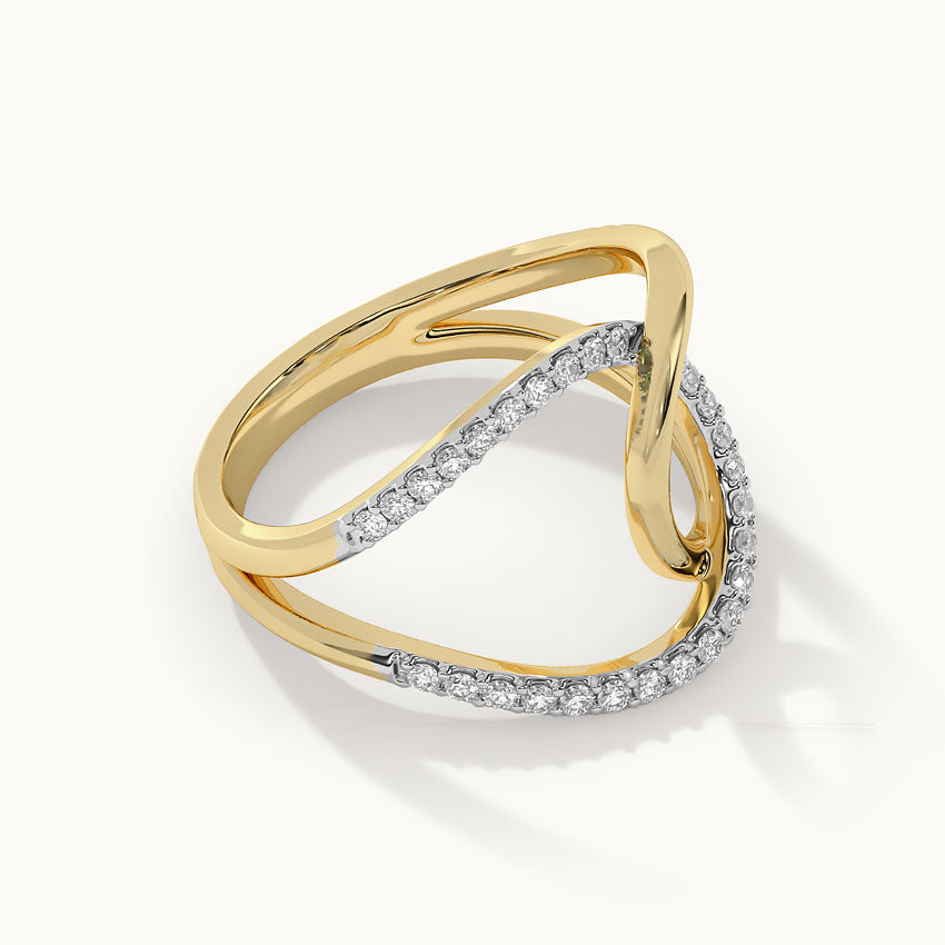 Interlocked Gold Rings Wide Interlocked Diamond Ring|14K Gold Vermeil Lab Grown Diamond |HYOU ...