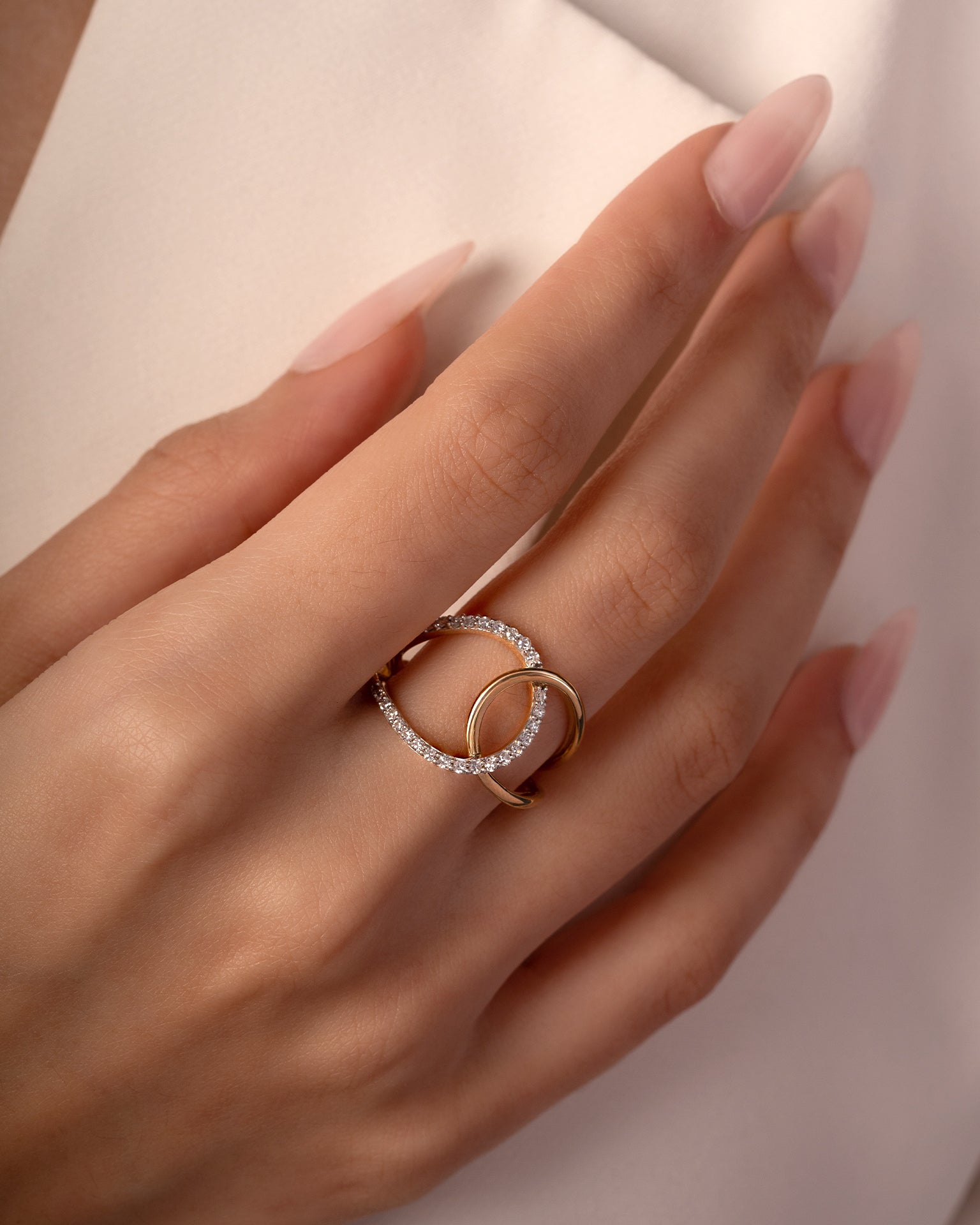 Wide Interlocked Diamond Ring|14K Gold Vermeil Lab Grown Diamond