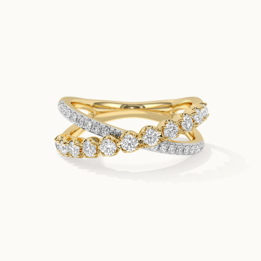 Criss Cross Diamond Ring, 14K Solid Gold, 1/2 ct Lab Grown Diamond-3