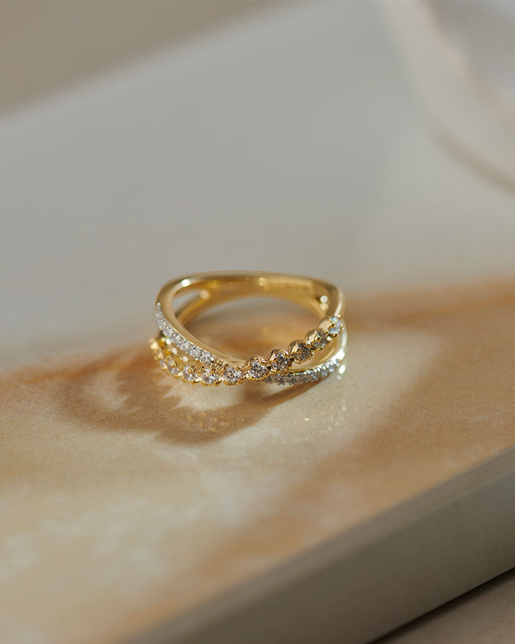 Criss Cross Diamond Ring, 14K Gold Vermeil, 1/2 ct Lab Grown Diamond-6