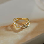 Criss Cross Diamond Ring, 14K Gold Vermeil, 1/2 ct Lab Grown Diamond-6