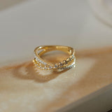 Criss Cross Diamond Ring, 14K Gold Vermeil, 1/2 ct Lab Grown Diamond-6