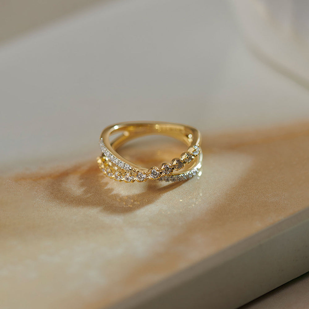 Criss Cross Diamond Ring, 14K Gold Vermeil, 1/2 ct Lab Grown Diamond-1