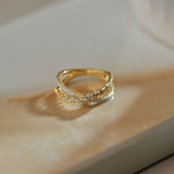 Criss Cross Diamond Ring, 14K Solid Gold, 1/2 ct Lab Grown Diamond-1