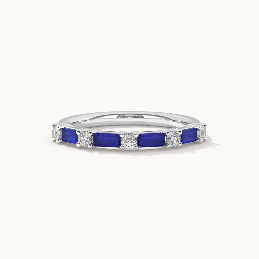 Baguette & Diamond Band, Sterling Silver, 1/5 ct Lab Grown Diamond-3