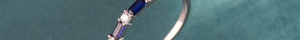 Baguette & Diamond Band, Sterling Silver, 1/5 ct Lab Grown Diamond-1