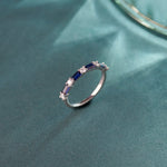 Baguette & Diamond Band, Sterling Silver, 1/5 ct Lab Grown Diamond-1