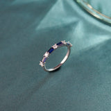 Baguette & Diamond Band, Sterling Silver, 1/5 ct Lab Grown Diamond-1