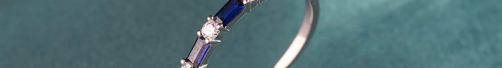 Baguette & Diamond Band, Sterling Silver, 1/5 ct Lab Grown Diamond-1