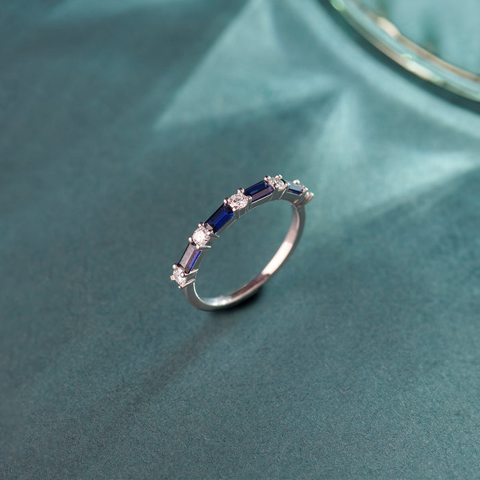 Baguette & Diamond Band, Sterling Silver, 1/5 ct Lab Grown Diamond-1