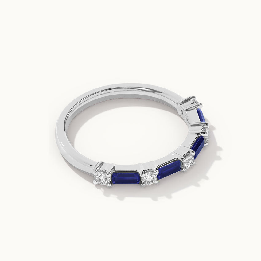 Baguette & Diamond Band, Sterling Silver, 1/5 ct Lab Grown Diamond-8