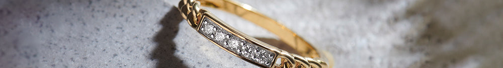 Chain-Link Stackable Diamond Band, 14K Solid Gold, 1/8 ct Lab Grown Diamond-1