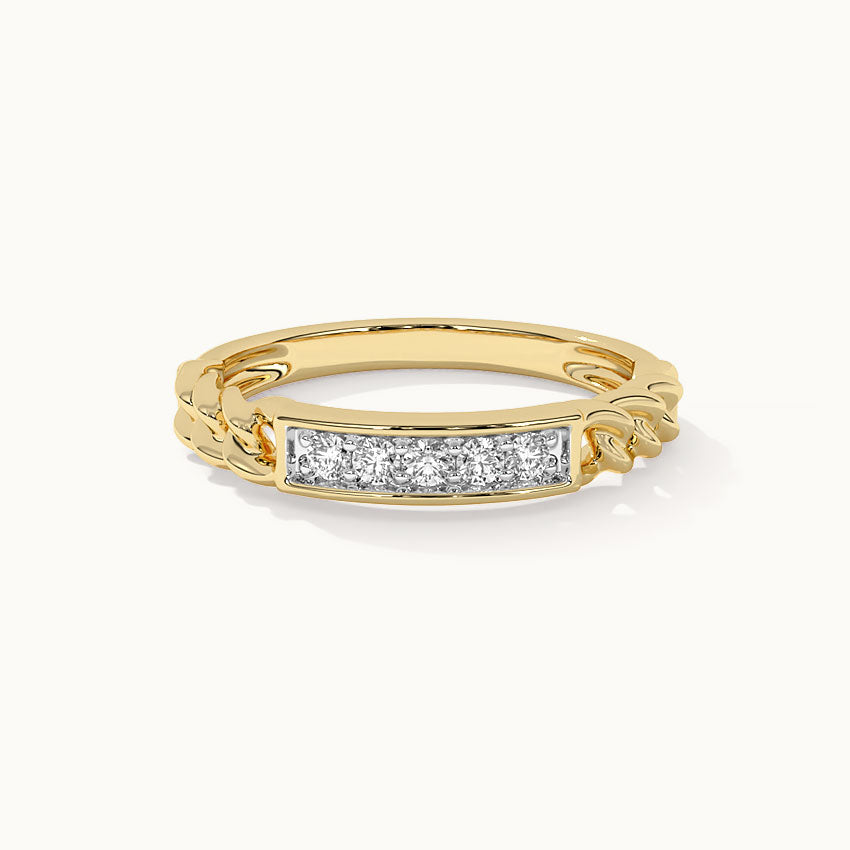 Chain-Link Stackable Diamond Band, 14K Solid Gold, 1/8 ct Lab Grown Diamond-3