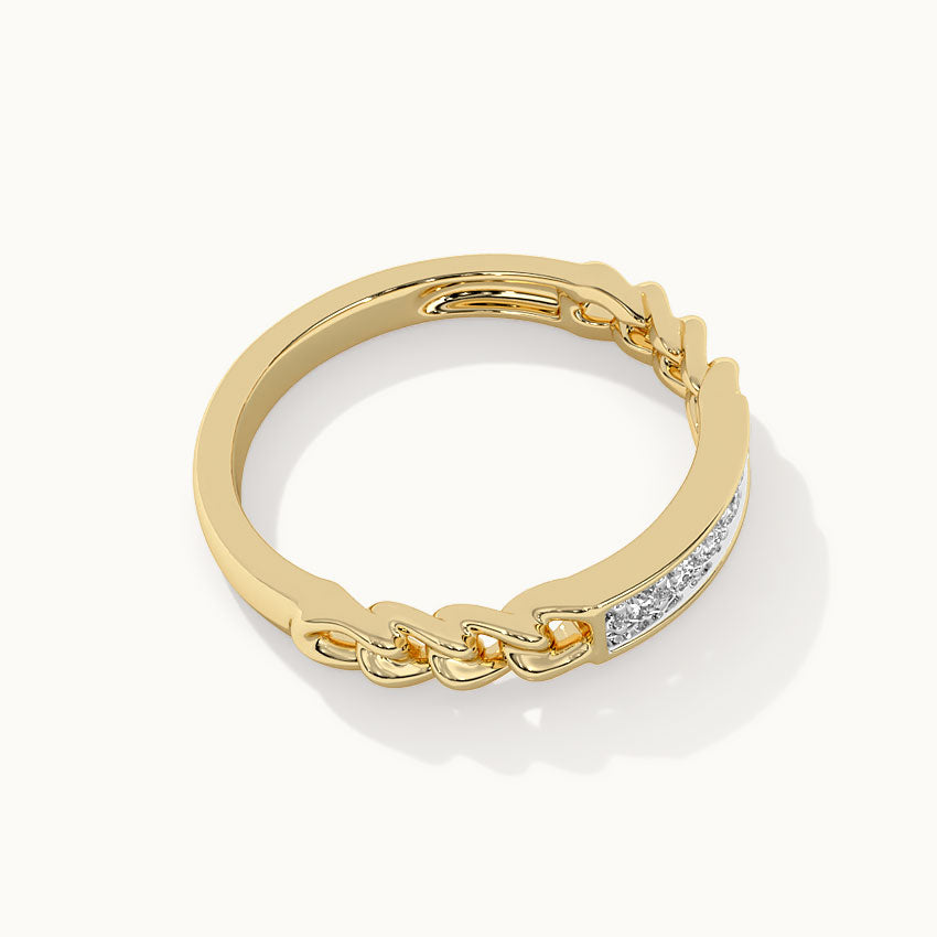 Chain-Link Stackable Diamond Band, 14K Gold Vermeil, 1/8 ct Lab Grown Diamond-7