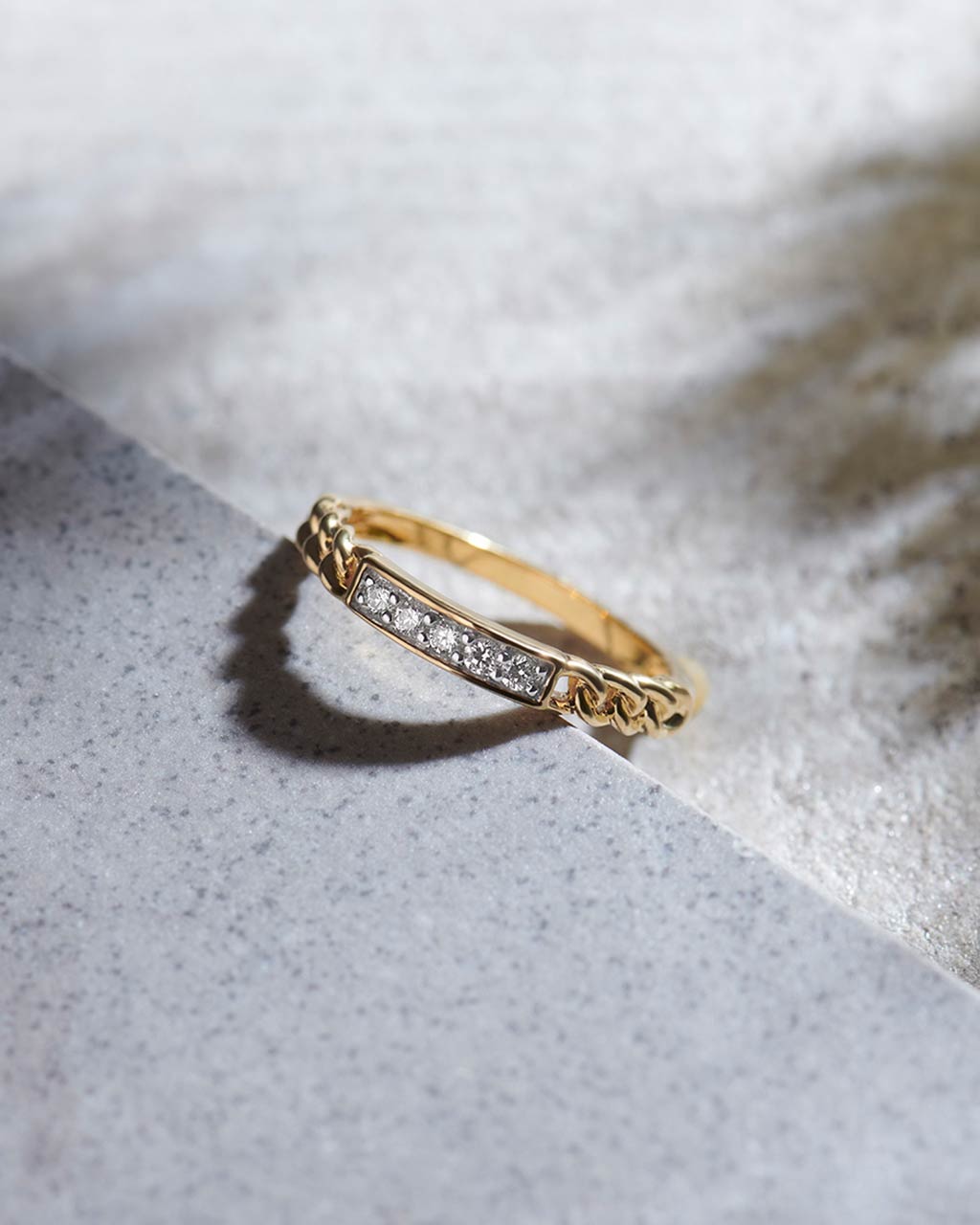 Chain-Link Stackable Diamond Band, 14K Solid Gold, 1/8 ct Lab Grown Diamond-6