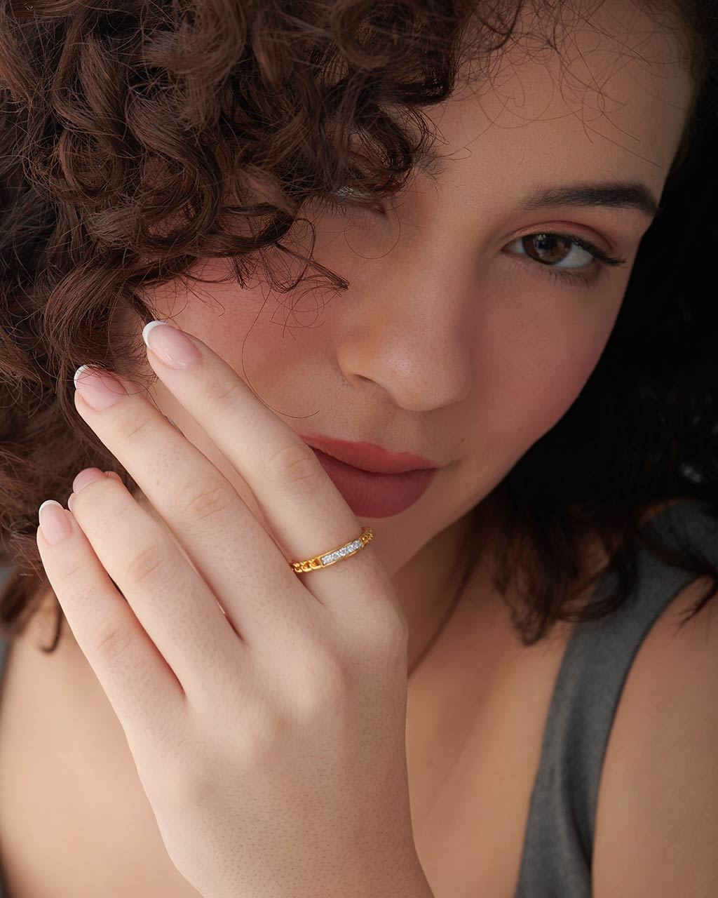 Chain-Link Stackable Diamond Band, 14K Gold Vermeil, 1/8 ct Lab Grown Diamond-5