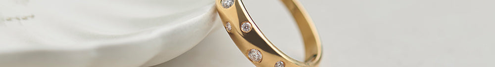 Scattered Diamond Band, 14K Solid Gold, 1/6 ct Lab Grown Diamond-1