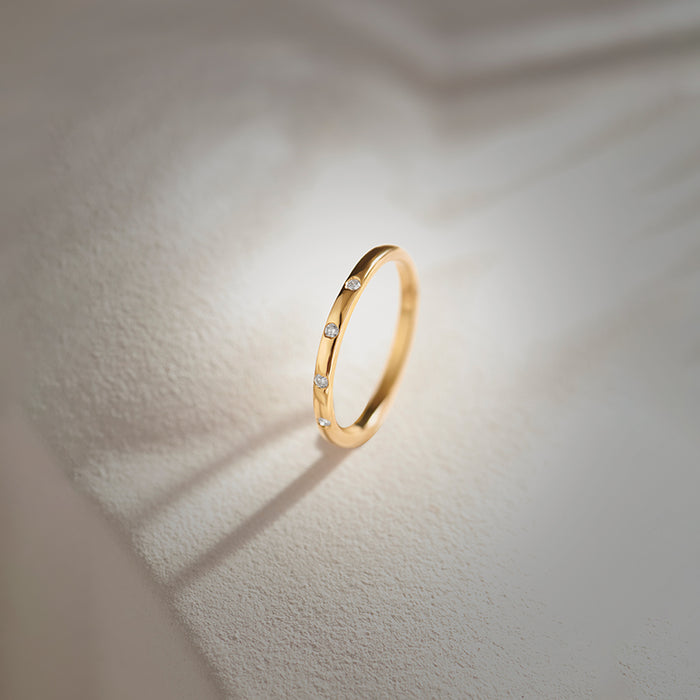 Stackable Station Diamond Band, 14K Gold Vermeil, 1/20 ct Lab Grown Diamond-1